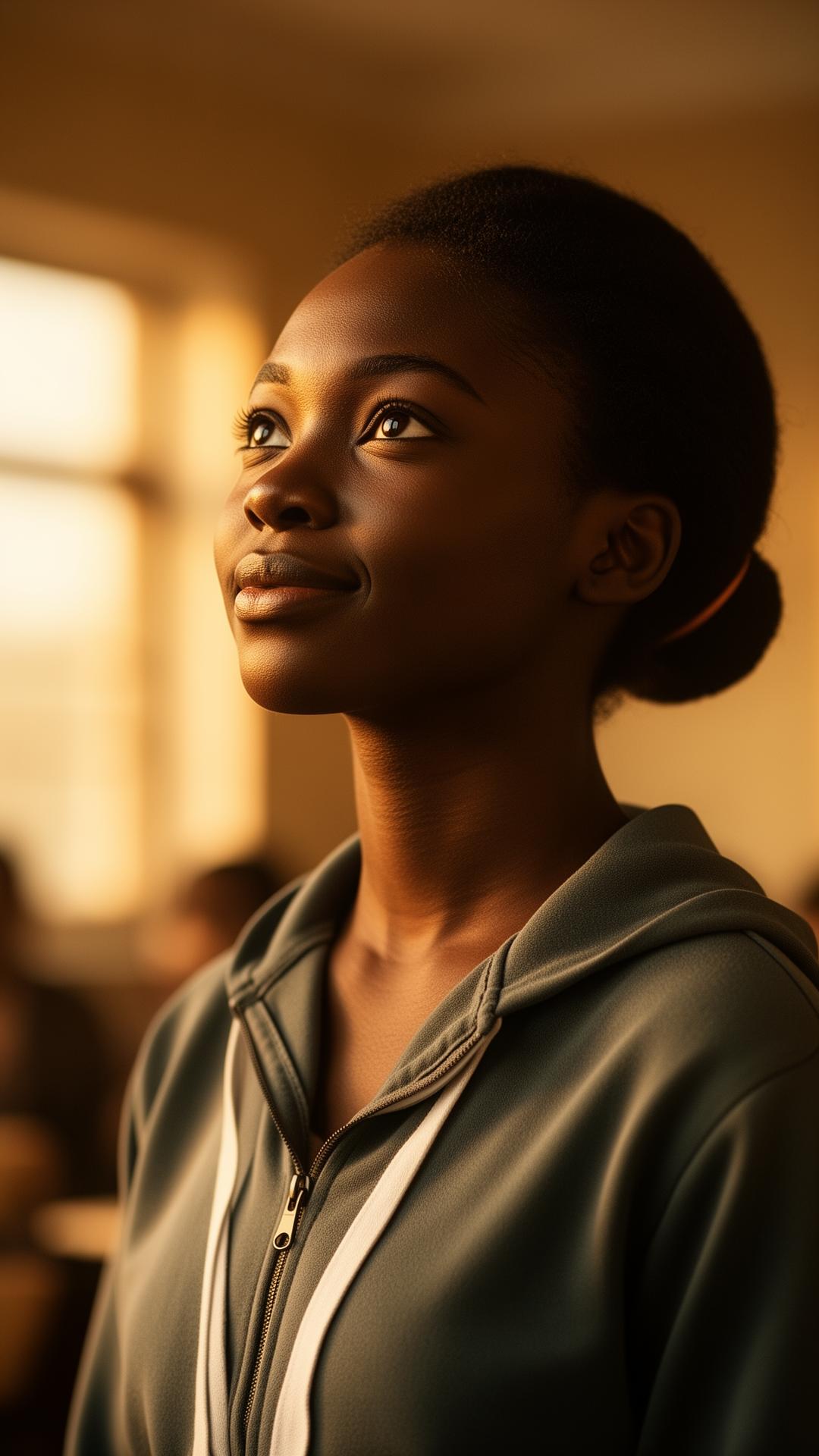 A student looking toward the future